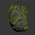 Natural Stone And Wood Decorative Item With Green Vines For Garden Decoration