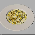 Creamy Fettuccine Pasta Topped With Fresh Herbs Served On White Plate For Flavorful Meal