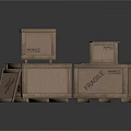 Wooden Shipping Crates With Fragile Labels Stacked And Open Design