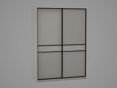 Sleek Modern Double Door Wardrobe With Minimalist Design And Spacious Storage Areas 3d model