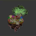 Lifestyle Decorative Miniature Featuring Floating Island Tree Doll Blanket And Flowers