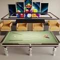 Billiards Table Billiards Room Pool Cue Billiards Pool Table Combination Leisure Chair 3d model