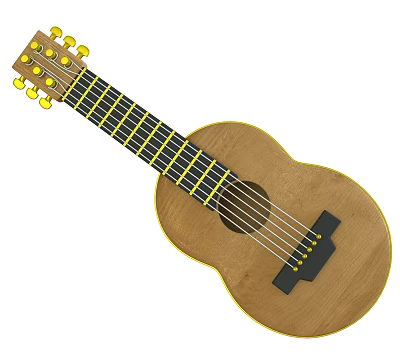 Natural Wooden Acoustic Ukulele Musical Instrument With Nylon Strings Fretboard And Tuning Pegs 3d model