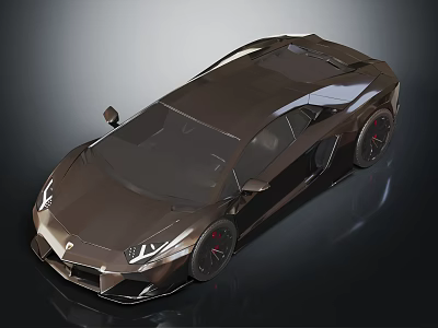 Dark Brown Luxury Sports Car With Sleek Exterior Design Red Rims Shiny Finish 3d model