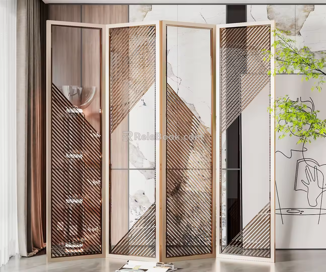 Modern Screen Acrylic Screen Partition 3d model