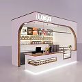 Modern Bubble Tea Shop With Counter Display Shelves Drinks Cups And Lighting