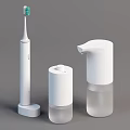 Modern White Daily Washing Essentials Including Electric Toothbrush Automatic Soap Dispenser and Storage Jar