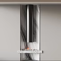 Modern Fireplace With Marble Accent And Black Vertical Column Pebble Base Burning Flames
