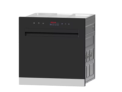 Stylish Black Built in Dishwasher With Digital Display Modern Kitchen Appliance Design 3d model