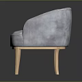 Light Gray Velvet Upholstered Chair With Wooden Legs And Modern Design