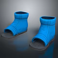 Comfortable Blue Indoor Slippers With Open Toe Cuffed Design And Gray Soles