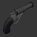 Detailed View Of Black Revolver Handgun With Metal Barrel And Rubber Grip