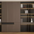 Modern Luxury Wooden Decorative Cabinet With LED Strip Lights Bookshelf And Ornaments