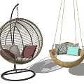 Stylish Rattan Hanging Chairs with Stand And Suspended Design Comfortable Cushions For Outdoor Indoor Use
