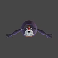 Cartoon Style Game Character With Red Spiked Hat Purple Coat And Orange Pants
