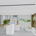 Modern Bank Interior Design With Reception Desk Green Plants And Seating Area