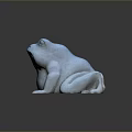 White Frog Sculpture With Smooth Glossy Surface On Dark Display Background
