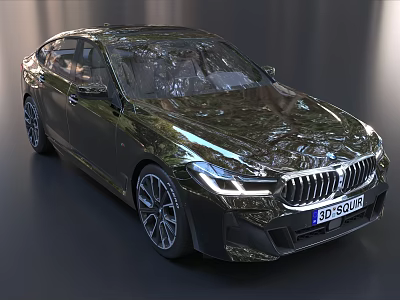 BMW Dark Colored Sedan With Shiny Exterior LED Headlights And Kidney Grille 3d model