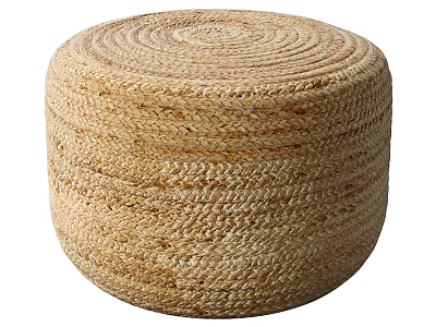Natural Handwoven Round Ottoman With Rope Texture For Living Room Decor 3d model