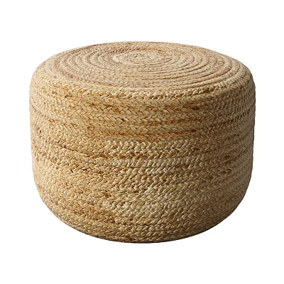 Natural Handwoven Round Ottoman With Rope Texture For Living Room Decor 3d model