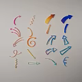 Colorful Wall Decor With Various Shapes Curved Lines Spirals Arrows And Geometric Patterns