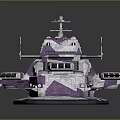 Sci Fi Cosmic Spacecraft Design With Purple White Camouflage And Weapon Structures 3d model
