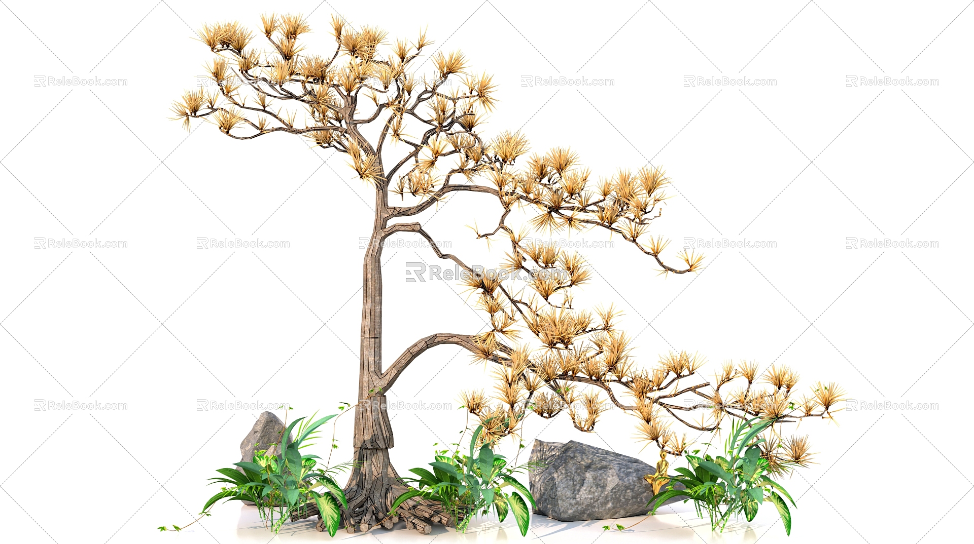 New Chinese style sketch landscape garden landscape interior landscape landscaping 4 model