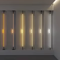 Vertical Illuminated Light Strips Mounted On White Wall In Modern Room