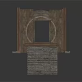 Wooden Architectural Structure With Steps Archway And Frame Design Elements
