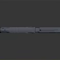 Futuristic Sci Fi Pistol With Sleek Design Blue Black Body And Orange Grip Metallic Finish