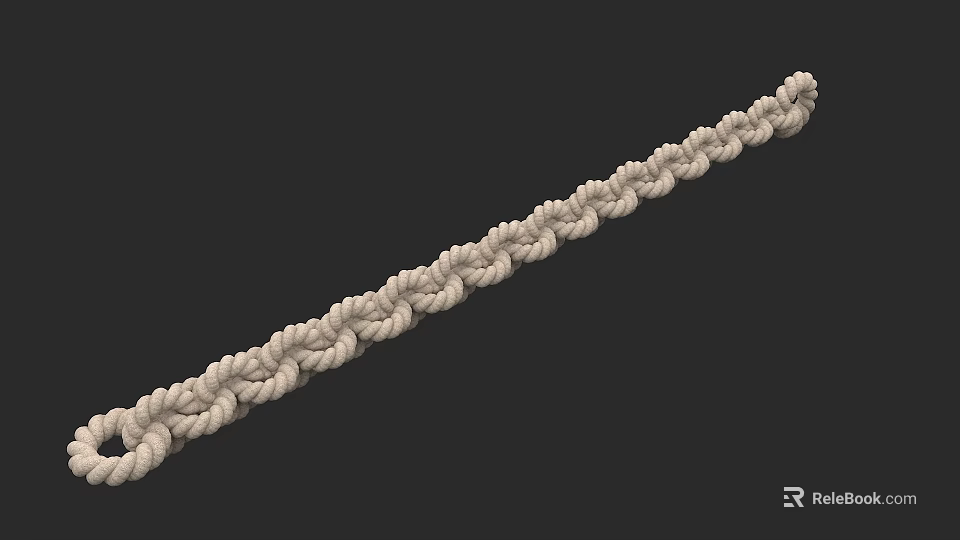 White Braided Rope With Twisted Texture For Decorative Use And Crafts 3d model 