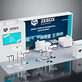 ZEBOX Exhibition Booth Design With Modern Display Wall White Tables And Chairs