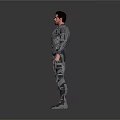 Male Character In Silver Metallic Armor With Futuristic Mechanical Full Body Design