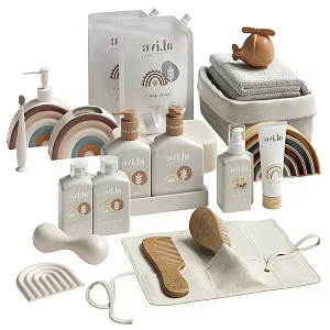 modern children's toiletries bathroom products 3d model