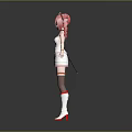 Anime Style Game and Movie Character With Pink Pigtails White Dress and Red Accent Boots
