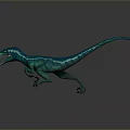 3D Rendered Blue Green Dinosaur Model With Open Mouth Sharp Teeth And Long Tail