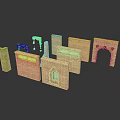 Scenic View Of Brown Brick Structures Including Archways And Window Shaped Bricks 3d model
