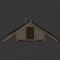 Ancient Tent Structure With Brown Roof Wooden Door Steps Support Poles And Ropes