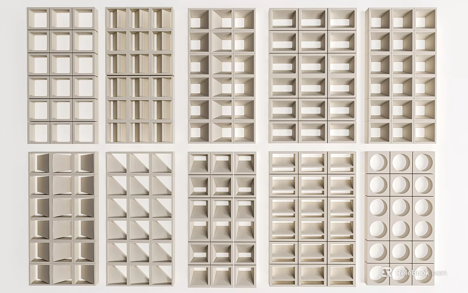 Modern Room Dividers With Diverse Geometric Patterns Grid Circular And Triangular Designs 3d model