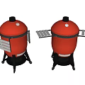 Orange Cooking Appliances With Black Base And Side Racks On Wheels