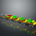 Colorful Children's Toy Train With Multiple Carriages Yellow Red And Green Wheels