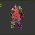 Fantasy 3D Character Model With Armored Body Purple Outfit And Green Glowing Gem