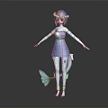 Anime Style Blue Haired Character With Mermaid Tail And Blue Dress Design