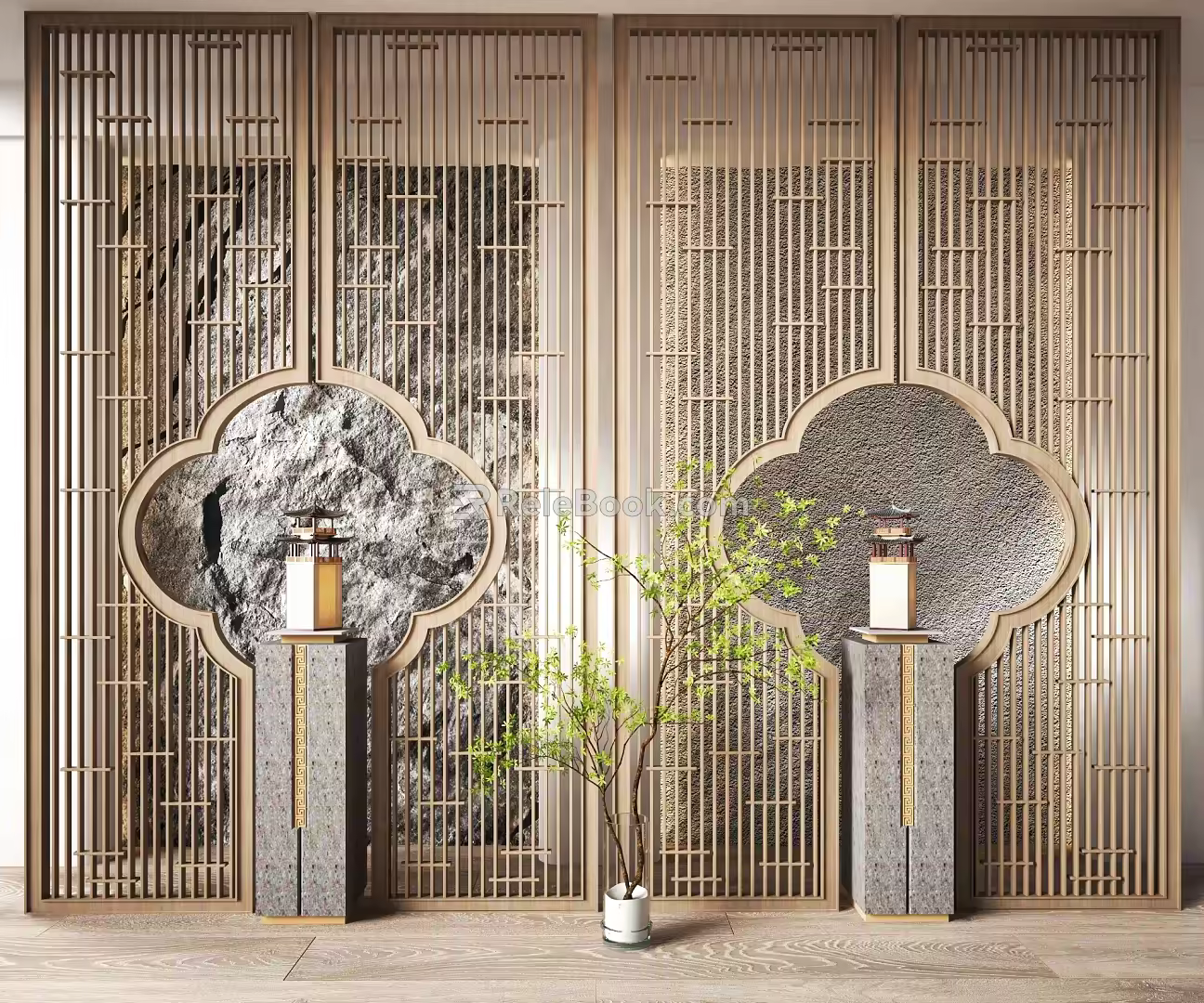 New Chinese-style carved partition 3d model