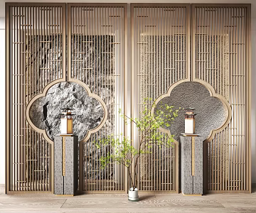 New Chinese-style carved partition 3d model