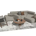 Quiet sofa tea table combination 3d model