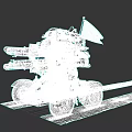 Armored Mechanical Combat Vehicle Featuring Multiple Cannons Wheels Cockpit Flag And Gray Armored Body