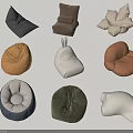 Stylish And Comfortable Bean Bag Chairs In Multiple Colors And Various Designs 3d model