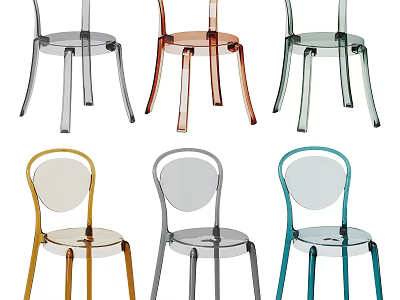 Stylish Transparent Single Chair Designs In Various Color Options For Modern Spaces 3d model