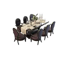 Elegant Dining Table With Black Chairs Vase And Tableware Decoration Setup